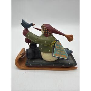 Williraye Studio "Snowman Riding On Sled" WW2381 Christmas Collectable Figure